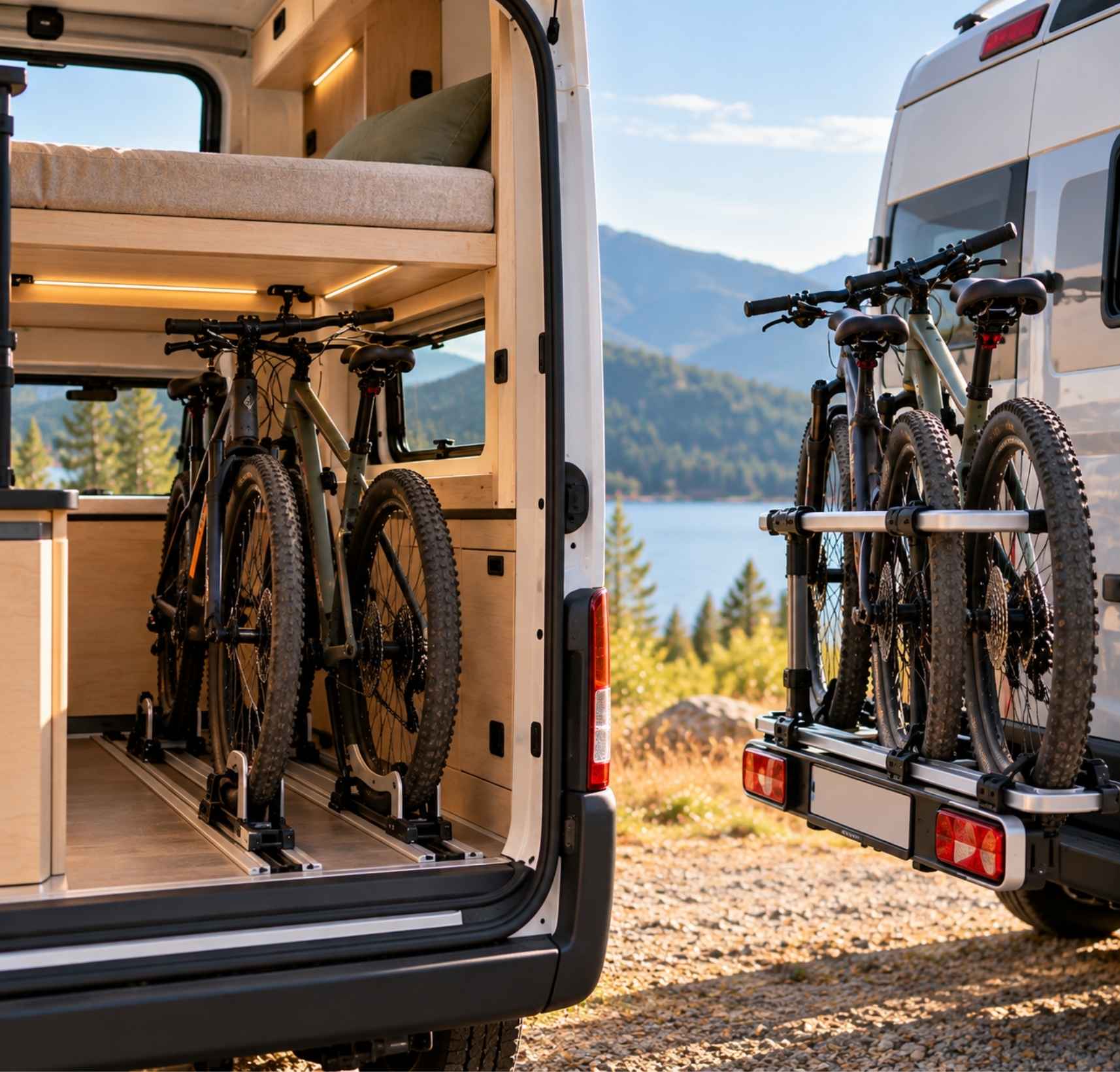 Fahrräder im Campervan transportieren – innen im Ausbau oder auf dem Träger?
